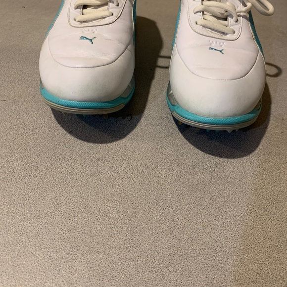 Puma White/Blue Leather Golf Shoes sz 8.5 - Picture 4 of 9